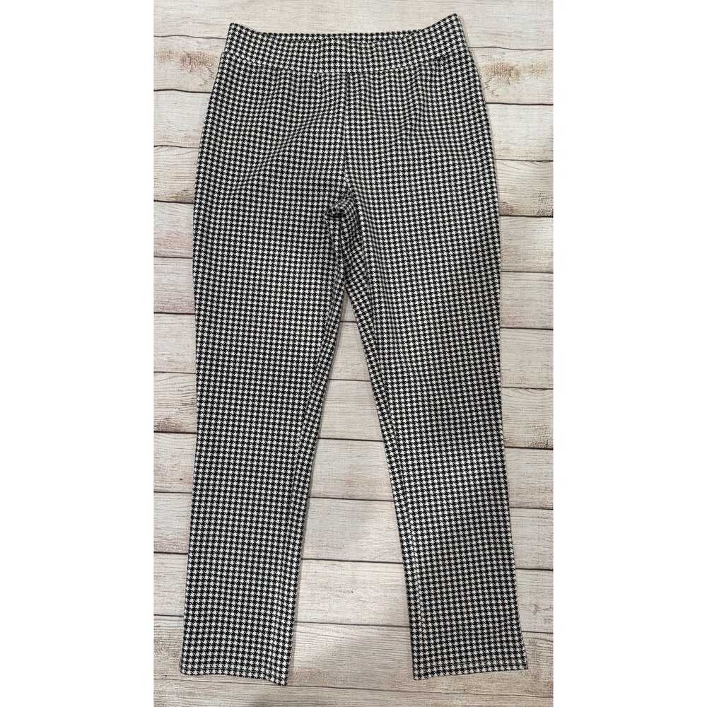 Motto black and white houndstooth Elastic Waist Pull On Pants Size Medium